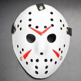 Beyaz Renk Kırmızı Çizgili Tam Yüz Hokey Jason Maskesi Hannibal Maskesi MKTB-SMR009