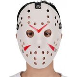 Beyaz Renk Kırmızı Çizgili Tam Yüz Hokey Jason Maskesi Hannibal Maskesi - Standart