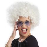 Beyaz Renk Kıvırcık Afro Bonus Peruk (5047)
