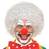 Beyaz Renk Kıvırcık Afro Bonus Peruk Saç ve Kırmızı Sünger Burun Seti (5264)