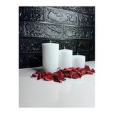 Beyaz Renk Silindir Mum 3’lü Set Boylar 5-6-7 Cm , Çap 6cm Küçük Boy Seridir