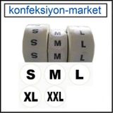 Beyaz Renk Yapışkanlı Beden Etiketi ( S-M-L-XL-XXL) 5 Rulo