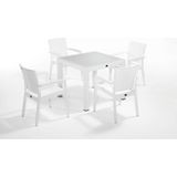 Beyaz Renkli Dış Mekan Bahçe Masa Sandalye Takımı 4 Kişilik 90 x 90