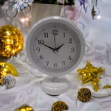 Beyaz Renkli Metal Ofis Salon Otel Masa Saati 25*20 cm G2