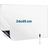 Beyaz Renkli Tutunabilir Kağıt Mıknatıslı Manyetik Yazı Tahtası 34cm x 49cm İkili Set