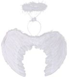 Beyaz Renkli Tüylü Bebek Melek Kanadı ve Tacı 30x45 cm (4604)