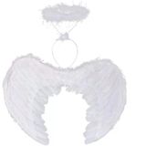 Beyaz Renkli Tüylü Bebek Melek Kanadı Ve Tacı 30X45 Cm P245226s203