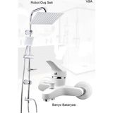 Beyaz Robot Yağmurlama Duş Seti Banyo Bataryası Aç Kapa Garantili Musluk Set