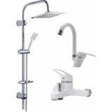 Beyaz Robot Yağmurlama Duş Seti Banyo Mutfak Lavabo Bataryası 3'lüpirinç Musluk Seti