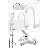 Beyaz Robot Yağmurlama Duş Seti Banyo Mutfak Lavabo Bataryası Pirinç Musluk Seti Beyaz