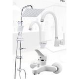 Beyaz Robot Yağmurlama Duş Seti Banyo Mutfak Lavabo Bataryası Pirinç Musluk Seti