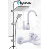Beyaz Rusya 3 Parça Robot Yağmurlama Tepe Duş Seti Banyo Bataryası Mutfak ve Lavabo Musluk Batarya