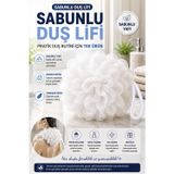 Beyaz Sabunlu Duş Lifi Sabun İçeren Köpüren Banyo Lifi Yumuşak Dokulu Pratik Duş Kesesi Askılı Lif