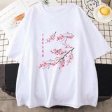 Beyaz Sakura Kiraz Çiçeği Komik Güzel Baskı Tee Gömle