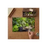 Beyaz Şarap -Peynir Tabağı - Üzüm Bağları - Tasarımı 240 Parça Ahşap Puzzle Ahşap Kutuda MP01389