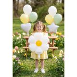 Beyaz Sarı Papatya Retro Folyo Balon | Doğum Günü Baby Shower Bahar Temalı Vintage Konsept Parti Süsleme Dekorasyon Balonu
