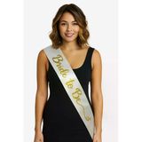 Beyaz Saten Üzerine El Yazısı İtalik Altın Bride To Be Kuşağı 10 Cm Genişlik Go53/04439