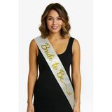 Beyaz Saten Üzerine El Yazısı İtalik Altın Bride To Be Kuşağı 10 Cm Genişlik Mirsm0010k-Smr-E119-A