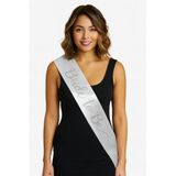 Beyaz Saten Üzerine El Yazısı İtalik Gümüş Bride To Be Kuşağı 10 cm Genişlik (5264)