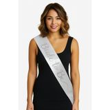 Beyaz Saten Üzerine El Yazısı İtalik Gümüş Bride To Be Kuşağı 10 cm Genişlik (5440)