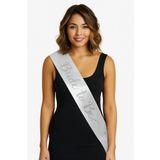 Beyaz Saten Üzerine El Yazısı İtalik Gümüş Bride To Be Kuşağı