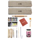 Beyaz Seramik Hamuru 12 Kg Kil Ebesuar Set Mastermix Akrilik Pastel Parlak Vernik Merdane Kretuar