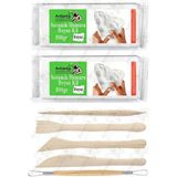 Beyaz Seramik Hamuru 5 Li Ahşap Ebeşuar Seti 1 Paket 2 Adet 500GR Beyaz Seramik Hamuru Beyaz Kil Çamuru Modelleme Çamuru - Standart