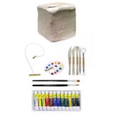 Beyaz Seramik Hamuru 6 Kg Kil - Fanart Academy Akrilik Boya 12 Renk X 12 ml