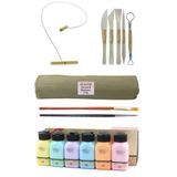 Beyaz Seramik Hamuru 6 Kg +Kil Kesme Teli 5'li + Pastel Renkler Ebeşuar Artdeco Akrilik Boya 6x75 Ml
