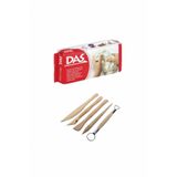 Beyaz Seramik Kili 500 Gr+ Modelaj Kalemi Ebeşuar 5 Li Ahşap Set DAS SERAMİK -BEYAZ500GR-MODELAJ 5'Lİ SET