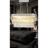 Beyaz Şeritli 70x30 Cm Lik Kristal Taşlı Lüks Avize - Yatak Odası - Salon - Mutfak - Hol Altın