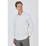 Beyaz Sert Yaka Cepsiz Gabardin Uzun Kol Slim Fit Esnek Gömlek 1004250231