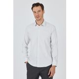Beyaz Sert Yaka Cepsiz Gabardin Uzun Kol Slim Fit Esnek Gömlek 1004250232