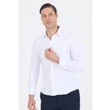 Beyaz Sert Yaka Düz Classic Pamuklu Slim Fit Gömlek 1004250214