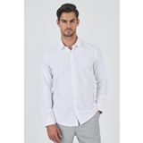 Beyaz Sert Yaka Düz Classic Pamuklu Slim Fit Gömlek 1004250900