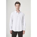 Beyaz Sert Yaka Uzun Kol Cepsiz Slim Fit Esnek Su İtici Gömlek 1004260234