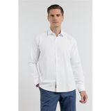 Beyaz Sert Yaka Uzun Kol Cepsiz Slim Fit Pamuklu Gömlek 1004255284