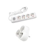 Beyaz Set Multi-Let 4'lü Anahtarlı Topraklı Ç.k. Grup Priz 3 Metre + 3'lü Yonca Fiş-Priz