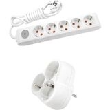 Beyaz Set Multi-Let 5'li Anahtarlı Topraklı Ç.k. Grup Priz 2 Metre + 3'lü Yonca Fiş-Priz