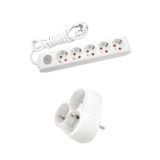 Beyaz Set Multi-Let 5'li Anahtarlı Topraklı Ç.k. Grup Priz 3 Metre + 3'lü Yonca Fiş-Priz