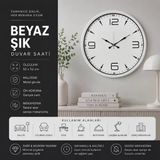 Beyaz Şık 52 X 52 Cm Modern Duvar Saati