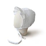 Beyaz Siperli Bağcıklı Poplin Bebek Şapkası (9-12 Ay)