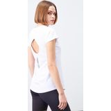 Beyaz Sırt Pencereli Kısa Kol Standart Kalıp O Yaka Kadın T-Shirt - 97101
