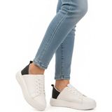 Beyaz Siyah Bağcıklı Unisex Spor Ayakkabı Oz-03 Z - Beyaz - Hafif Siyah