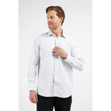 Beyaz - Siyah Çizgili Desen Sert Yaka Uzun Kol Cepli Comfort Fit Pamuklu Gömlek 1004255275