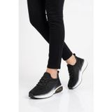 Beyaz-Siyah Geniş Kalıp Anorak Hafızalı Rahat Tabanlı Kadın Yürüyüş ve Spor Ayakkabı Sneaker B264
