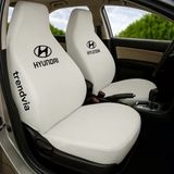 Beyaz Siyah Hyundai Logolu Ön Arka Oto Koltuk Kılıfı Penye Kumaş Takım