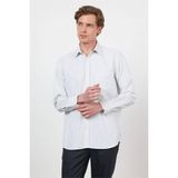 Beyaz - Siyah Sert Yaka Uzun Kol Cepli Comfort Fit Pamuklu Gömlek 1004260222