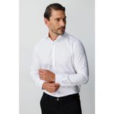 Beyaz Slim Fit Dar Kalıp Klasik Yaka Düz Uzun Kollu Cepsiz %100 Pamuk Non Iron Ütü İstemeyen Gömlek