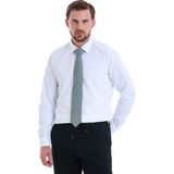 Beyaz Slim Fit Düz Slim Yaka Pamuklu Uzun Kollu Gömlek - XS